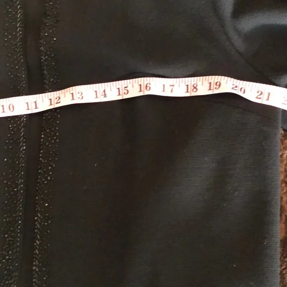 SPARKLE! Vintage Wool Open Cardigan Black Sweater with Rhinestone Trim  Sz L - Picture 6 of 8